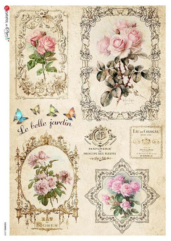 Papel Arroz Peonías Rosas ✓ Para Decoupage y decoraciones
