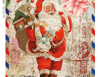Paper Designs Rice Paper | Santa Christmas Rice Paper | A4 Rice Paper | Decoupage Paper | 12.5" x 8.6" | Christmas 0332