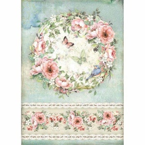 Stamperia Rice Paper | ROSES and BUTTERFLIES | A4 Rice Paper | Decoupage Rice Paper | Rice Paper | 11.5 x 8.25 inches | DFSA4445