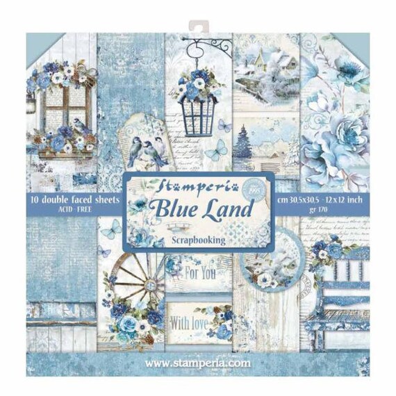 Stamperia Blue Land Collection 12x12 Scrapbooking Paper Pad Double