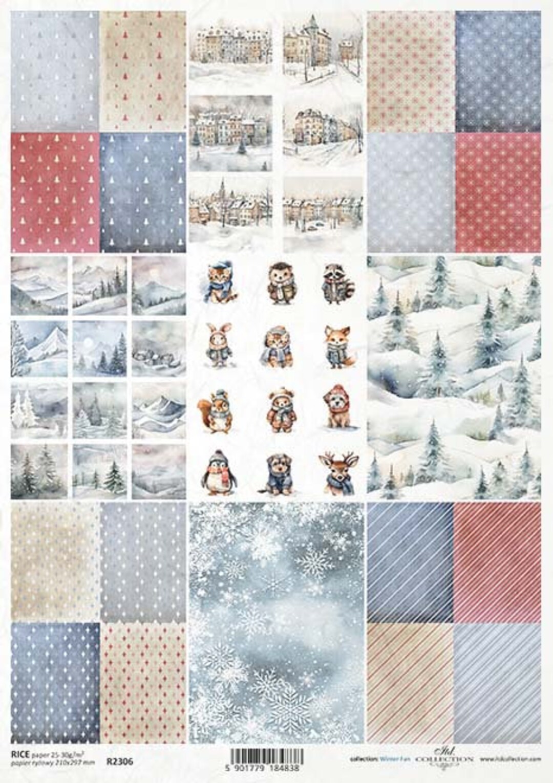 ITD Collection | Winter Motif's Rice Paper | Cards | A4 Rice Paper ...