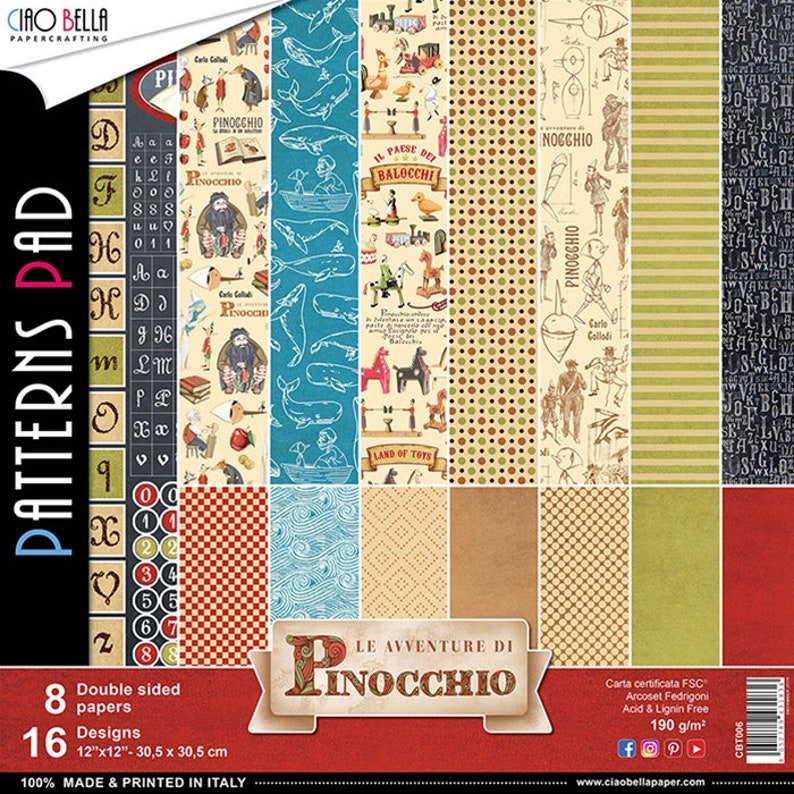 Ciao Bella AVVENTURE DI PINOCCHIO Patterns Pad 12