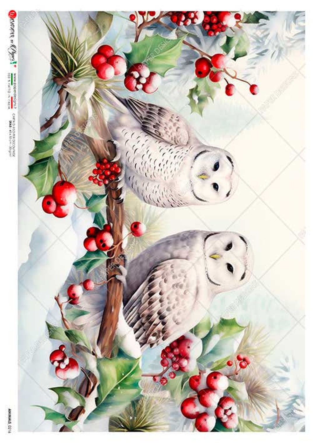 Paper Designs Rice Paper | Owls in Winter Rice Paper | A4 Rice Paper ...