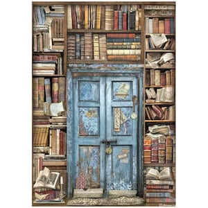 Stamperia Rice Paper | Vintage Library door | Cristina Radovan | A4 Rice Paper | Decoupage Rice Paper | 11.5 x 8.25 inches | DFSA4753