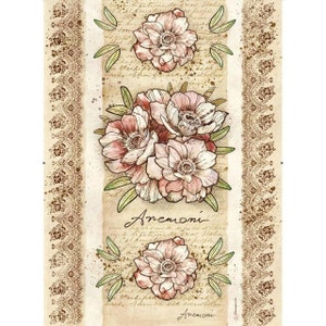 Stamperia Rice Paper | VOYAGES FLOWERS by Donatella Rose | A4 Rice Paper | Decoupage Rice Paper | 11.5 x 16.5 inches | Stamperia | DFSA3036