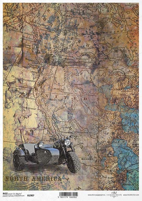 ITD Collection | Map Rice Paper | A4 Rice Paper | Decoupage Paper | ITD ...