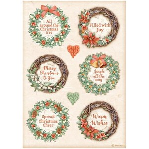 Stamperia Rice Paper | All Around Christmas 6 Garlands | A4 Rice Paper | Decoupage Paper | 11.5 x 8.25 in | DFSA4805
