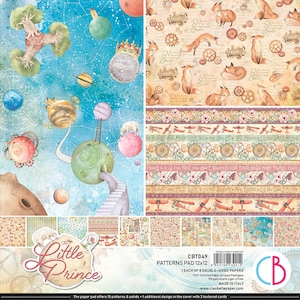 Ciao Bella | Little Prince Patterns Paper Pad 12&quot;X12&quot; | 8 Double Sided Pages | Made in Italy | Acid Free | Made in Italy | CBT049