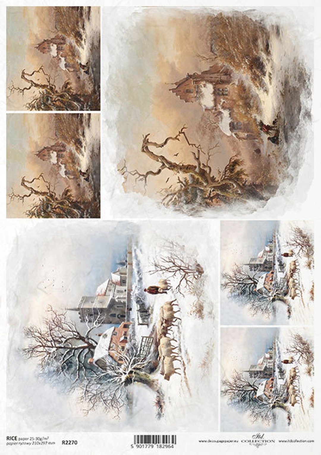 ITD Collection | Vintage Winter Landscapes L A4 Rice Paper | Decoupage ...