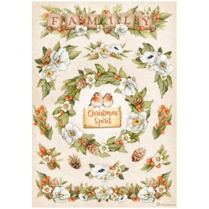 Stamperia Rice Paper | Winter Valley - Garland | A4 Rice Paper | Decoupage Paper | 11.5 x 8.25 in | DFSA4801