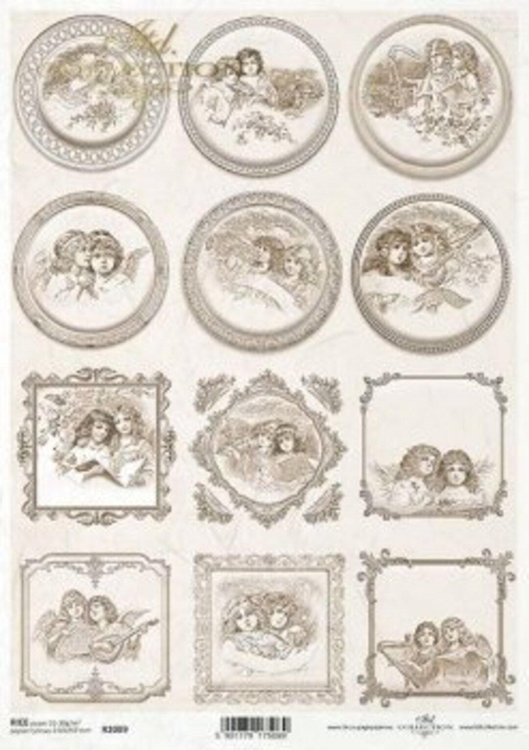 ITD Collection | Vintage Angels Frames Rice Paper | A4 Rice Paper ...