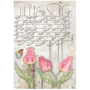 Stamperia Rice Paper | Romantic Garden House Tulips | A4 Rice Paper | Decoupage Rice Paper | Rice Paper | 11.5 x 8.25 inches | DFSA4666