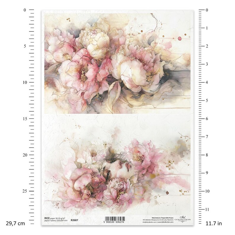 Pink Rice Paper ITD Collection Rice Paper | Pink Peony | Pink Flowers | A4 Rice Paper ...