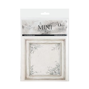 May include: A package of six sheets of mini rice paper set. The package features a white background with a floral design and the text "MINI RICE PAPER SET". The product is from the "Std Collection".