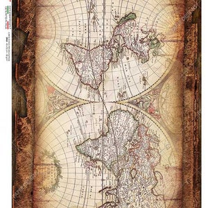 Paper Designs Rice Paper | Old Map Rice Paper | A4 Rice Paper | Natural Rice Paper | Decoupage Paper | 12.5&quot; x 8.6&quot; | Old Maps 0050