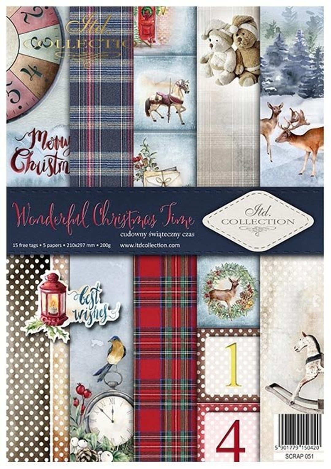ITD Collection Wonderful Christmas Time 12 X 8 Paper Paper Card Stock
