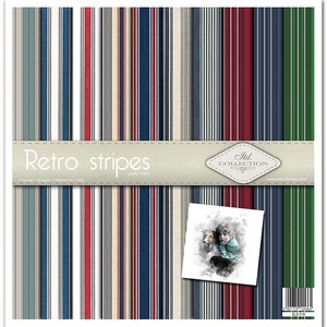 ITD Collection Retro Stripes | Single Sided Paper | 12x12 Paper | Card Stock | Acid free | Scrapbooking Paper | Ephemera | Crafts