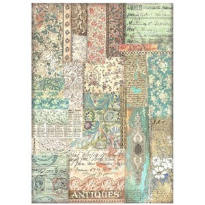Stamperia Rice Paper | Brocante Antiques Fabric Patchwork | A4 Rice Paper | Decoupage Rice Paper  11.5 x 8.25 inch | DFSA4852