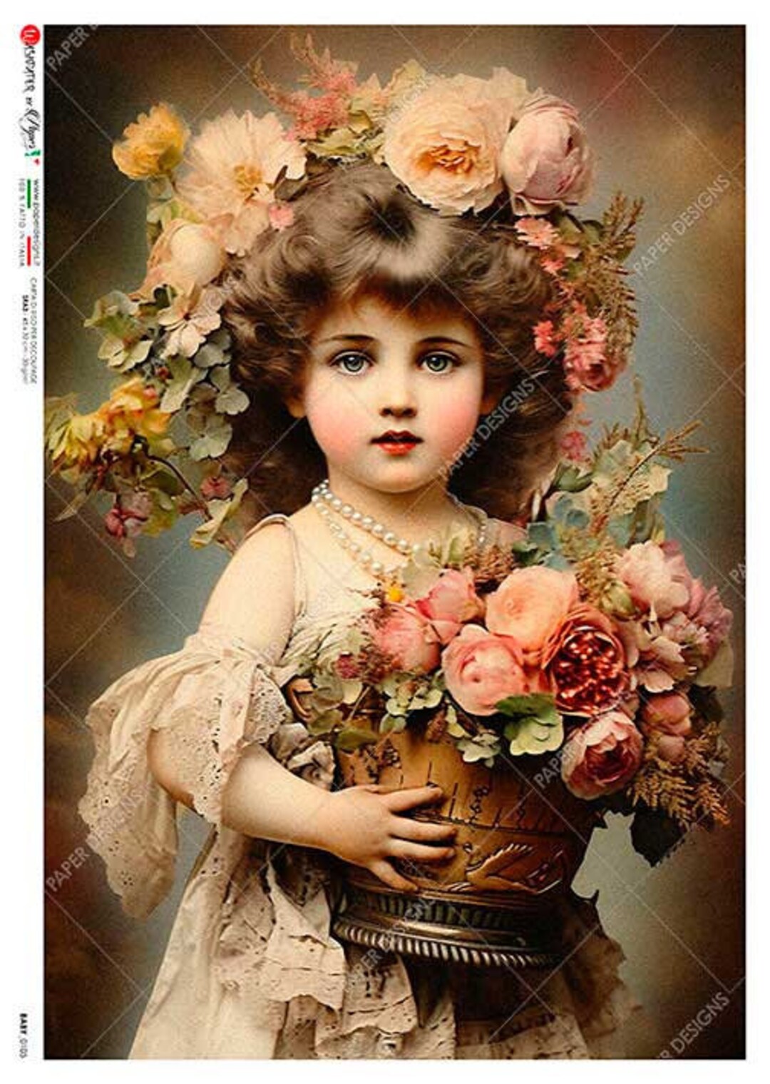 Paper Designs Rice Paper | Girl With Flowers Rice Paper | A4 Rice Paper ...