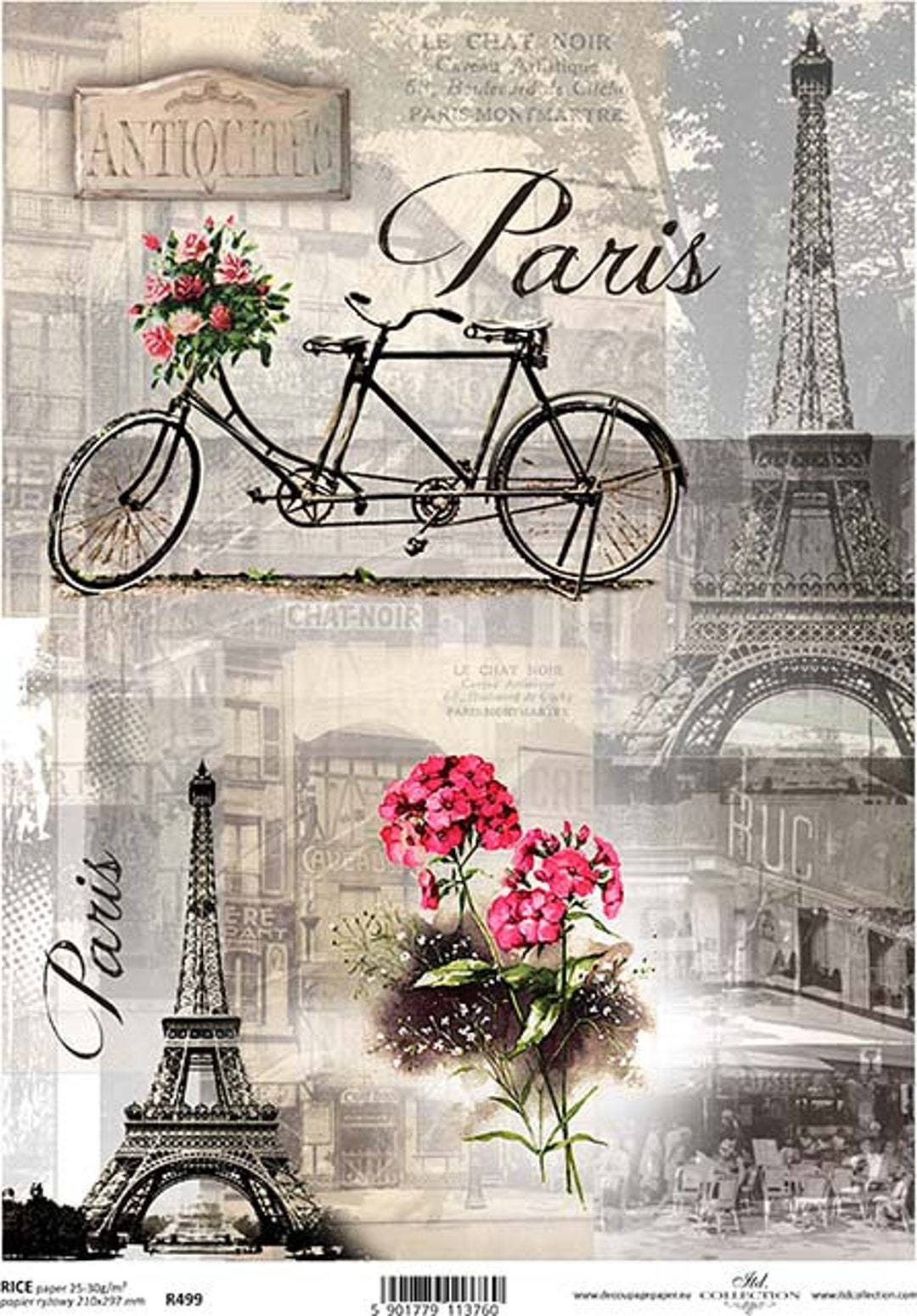 ITD Collection | Victorian Paris Rice Paper | A4 Rice Paper | Decoupage ...