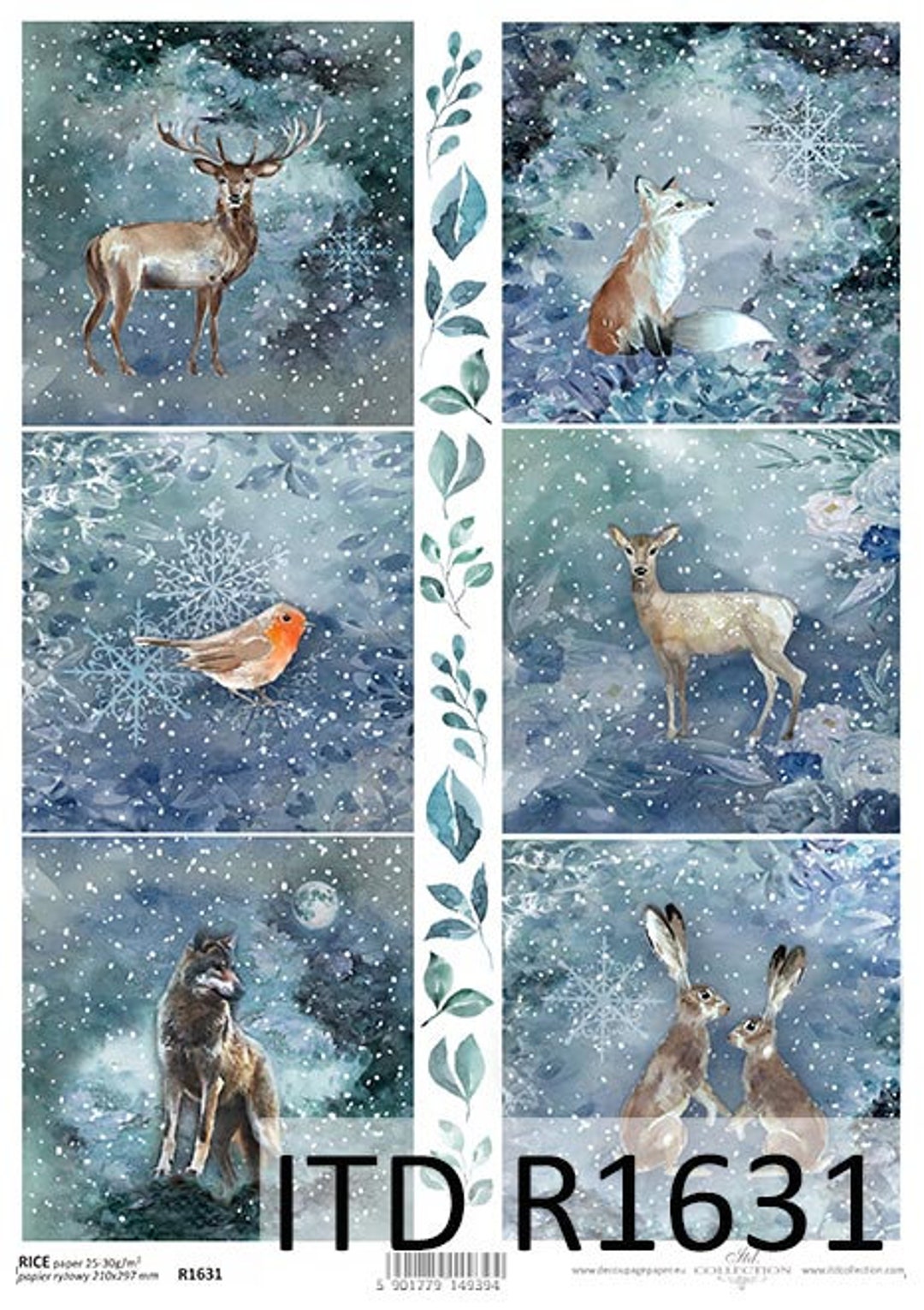 ITD Collection | Winter Animals | A4 Rice Paper | Decoupage Paper ...