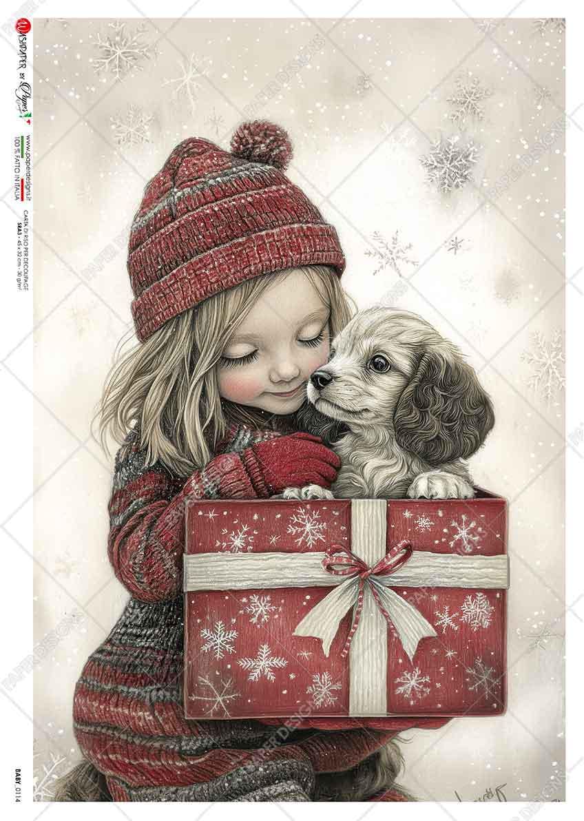 Paper Designs Rice Paper | Girl With Puppy Rice Paper | A4 Rice Paper ...