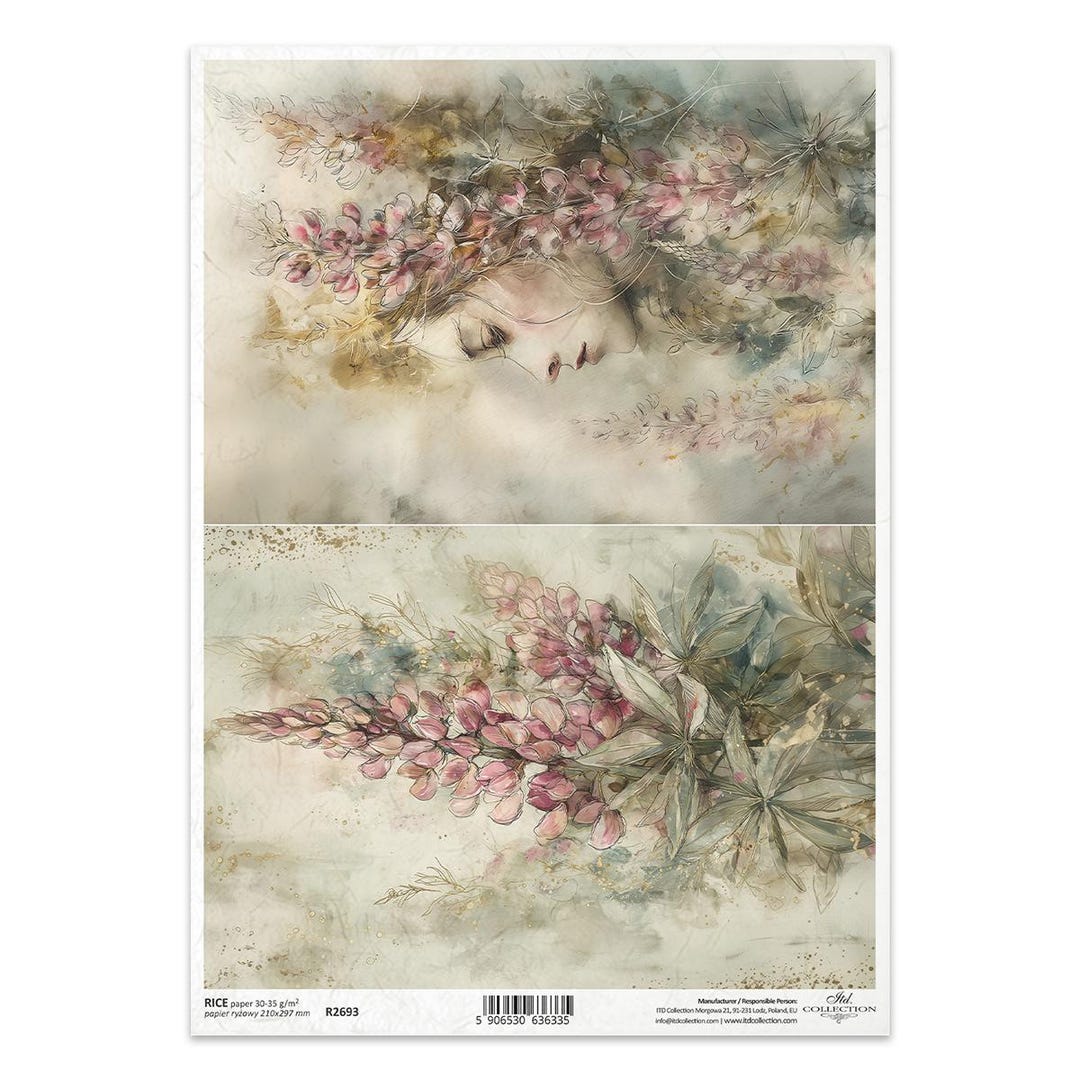 Pink Rice Paper ITD Collection Rice Paper | Pink Lupin | Pink Flowers | A4 Rice Paper ...