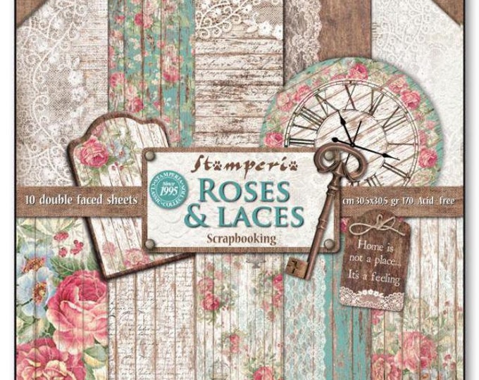 Stamperia Roses and Lace Collection 12x12 Scrapbooking Paper | Double ...