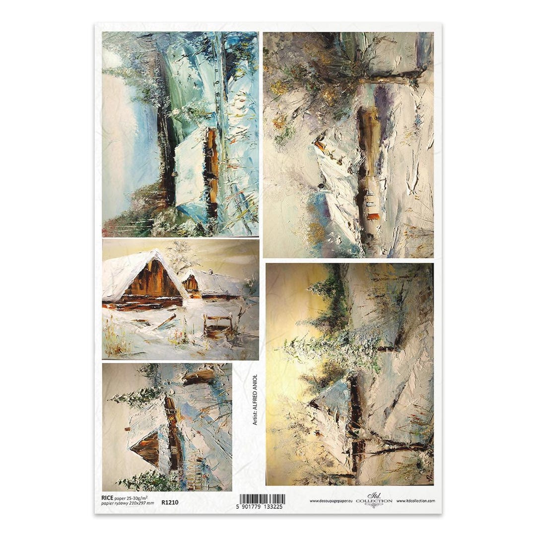 ITD Collection | Cottages and Cabins in Winter | Rice Paper | A4 Rice ...