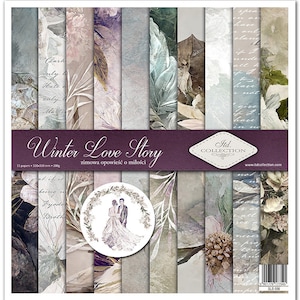 ITD Collection Winter Love Story | Single Sided Paper | 12x12 Paper | Card Stock | Acid free | Scrapbooking Paper | Ephemera | Crafts