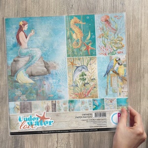 Ciao Bella | Underwater Love Paper Pad | Double Sided Paper | 12 x 12 inches | Mixed Media | Made In Italy | UNDERWATER LOVE | CBPM050