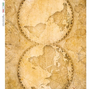 Paper Designs Rice Paper | Old Map Rice Paper | A4 Rice Paper | Natural Rice Paper | Decoupage Paper | 12.5&quot; x 8.6&quot; | Old Maps 0040