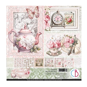Ciao Bella Timeless Moments Paper Pad 8&quot; x 8&quot; | 12 pages | Made in Italy | Acid Free | Double Sided Paper | 24 Designs | CBH083