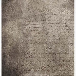 May include: A textured brown paper with handwritten text in black ink. The text is faded and difficult to read. The paper has a vintage look and feel.