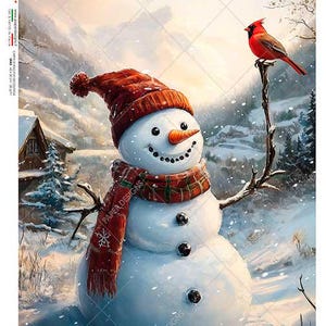 Paper Designs Rice Paper | Snowmen | Winter Scene | A4 Rice Paper | Decoupage Paper | 12.5&quot; x 8.6&quot; | Snowman | Christmas 0377