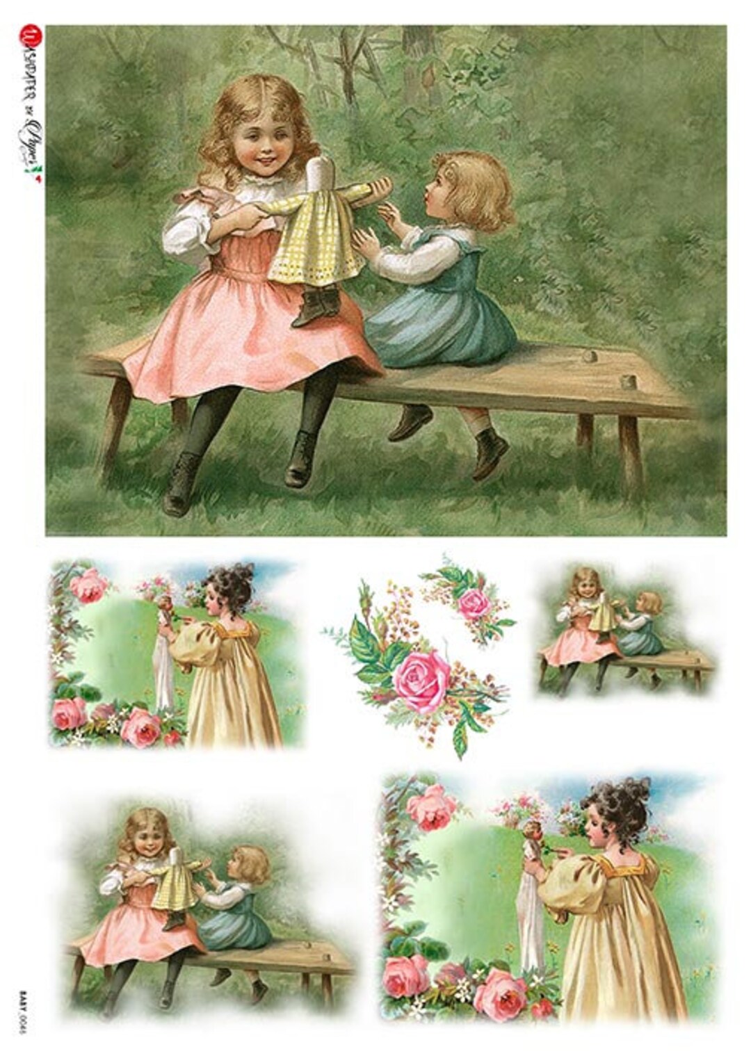 Paper Designs Rice Paper | Girls Playing With Dolls Rice Paper | A4 ...
