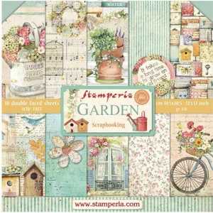 Stamperia GARDEN 12x12 Scrapbooking Pad | Double Sided Paper | 12 x 12 inch | Acid Free Paper