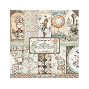 Stamperia Voyages Fantastiques Collection 8x8 Scrapbooking  Paper | Double Sided Paper | 8 x 8 inch  | Acid Free Paper | SBBS30