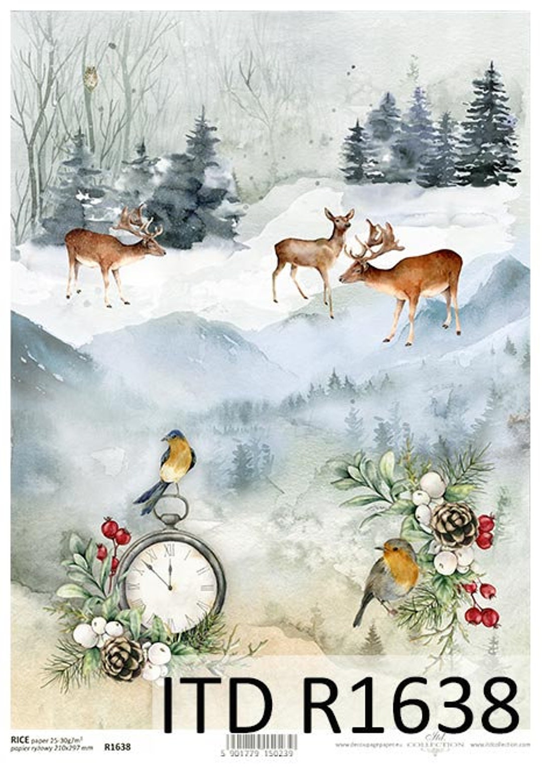 ITD Collection | Christmas | Winter | A4 Rice Paper | Decoupage Paper ...