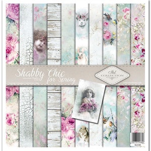 ITD Collection Shabby Chic for Spring | Single Sided Paper | 12x12 Paper | Card Stock | Acid free | Scrapbooking Paper | Ephemera | Crafts