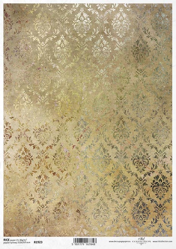 ITD Rice Paper R1898 A4 Rice Paper Gold Pattern Wallpaper Rice Paper