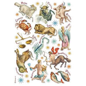 Stamperia Rice Paper | Cosmos Infinity Astrological Signs | A4 Paper | Decoupage Rice Paper | Rice Paper | 11.5 x 8.25 inches | DFSA4732