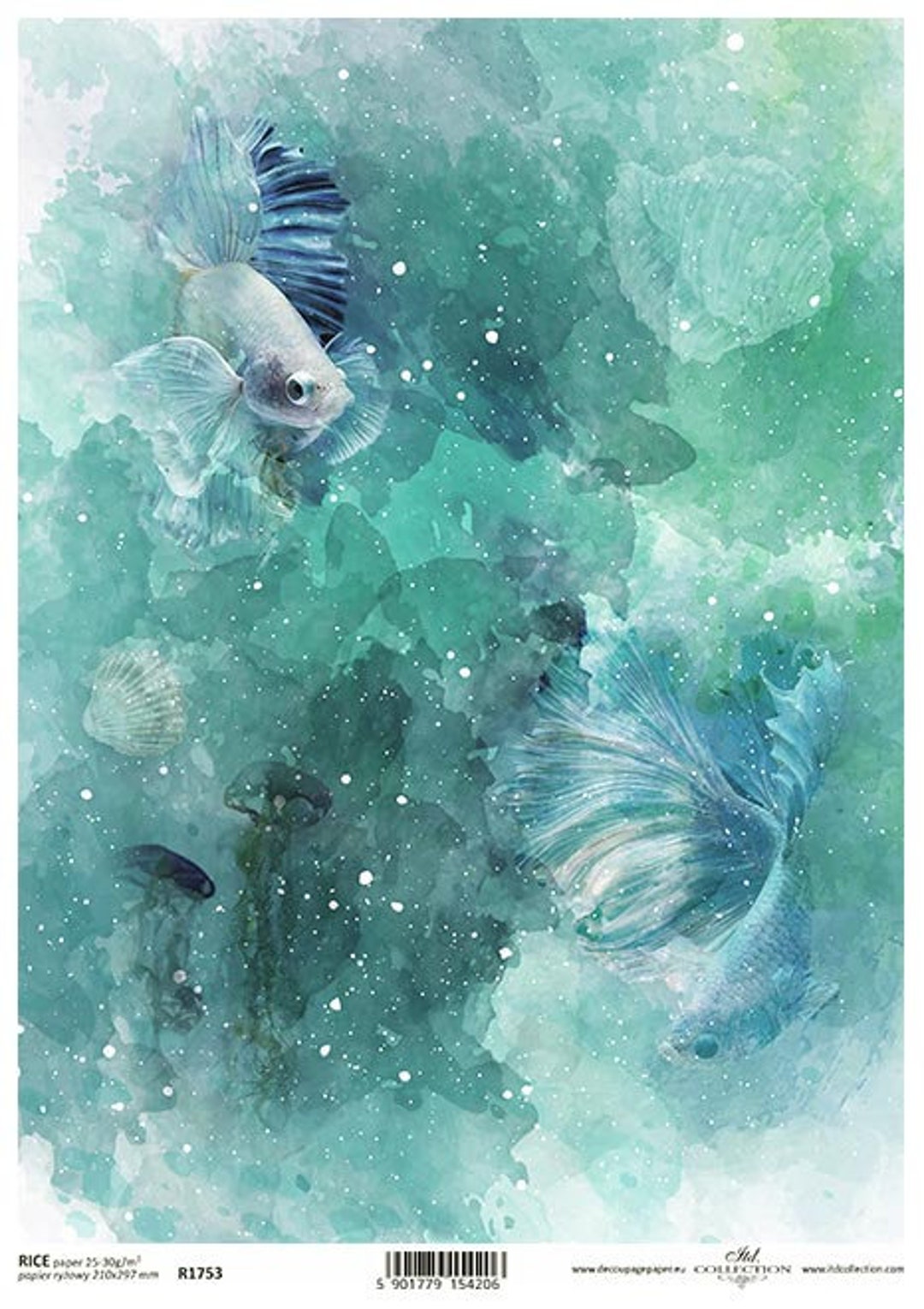 ITD Collection | Fish Rice Paper | A4 Rice Paper | Decoupage Paper ...