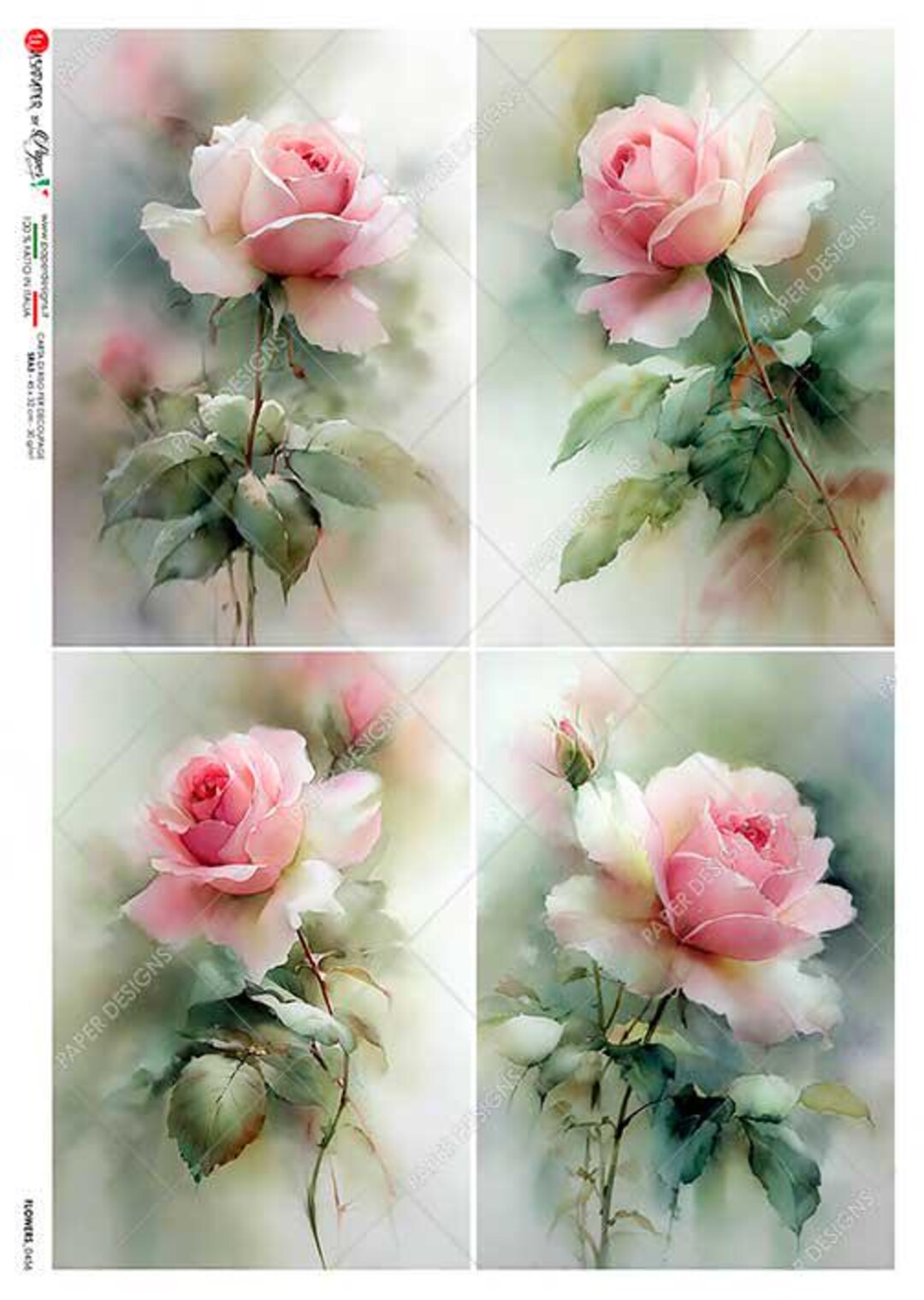 Pink Rice Paper Pink Roses Paper Designs Rice Paper | Decoupage Paper, Scrapbook | A4 ...