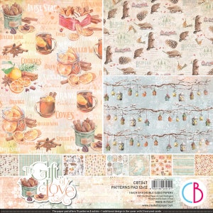 Ciao Bella | Gift of Love Patterns Paper Pad 12&quot;X12&quot; | 8 Double Sided Pages | Made in Italy | Acid Free | Made in Italy | CBT047