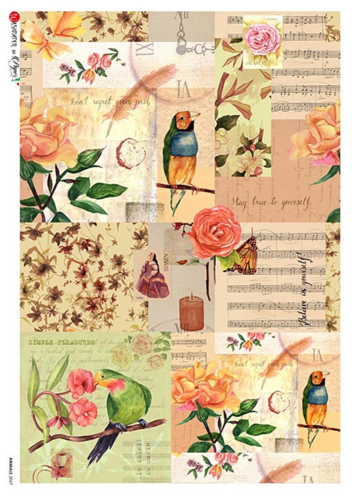 Paper Designs Rice Paper | Birds Rice Paper | A4 Rice Paper | Natural ...