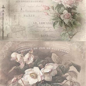 ITD Collection | Vintage Scripts and Flowers | A4 Rice Paper | Decoupage Paper | ITD Rice R0731