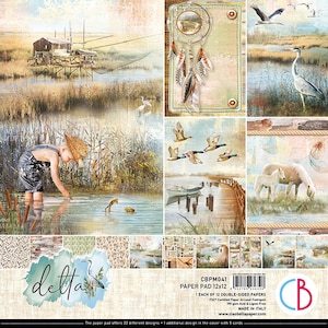 Ciao Bella DELTA Paper Pad 6 X 6 | 12 pages | Made in Italy | Acid Free | Double Sided Paper | 24 Designs | CBQ041