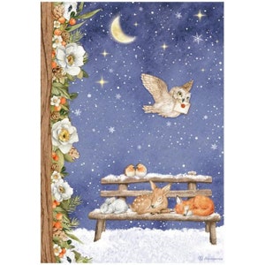 Stamperia Rice Paper | Winter Valley - Sweet Night | A4 Rice Paper | Decoupage Paper | 11.5 x 8.25 in | DFSA4800