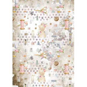 Stamperia Rice Paper | Romantic Threads Embellishment | A4 Rice Paper | Decoupage Rice Paper | Rice Paper | 11.5 x 8.25 inches | DFSA4566